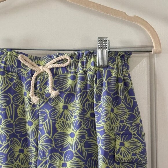 Love Glam Girl Girls Blue and Green Floral Print Elastic Waist Shorts Size Large - Picture 6 of 11